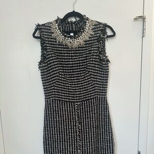 Alexander McQueen Black/Ivory Tweed Dress Size 44/US 8